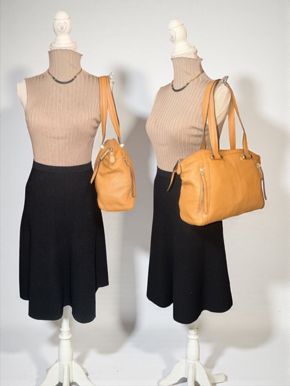B Makowsky Shoulder Satchel Tan Pebbled Leather Brass Whipstitch Front Zip Bag - Picture 2 of 9